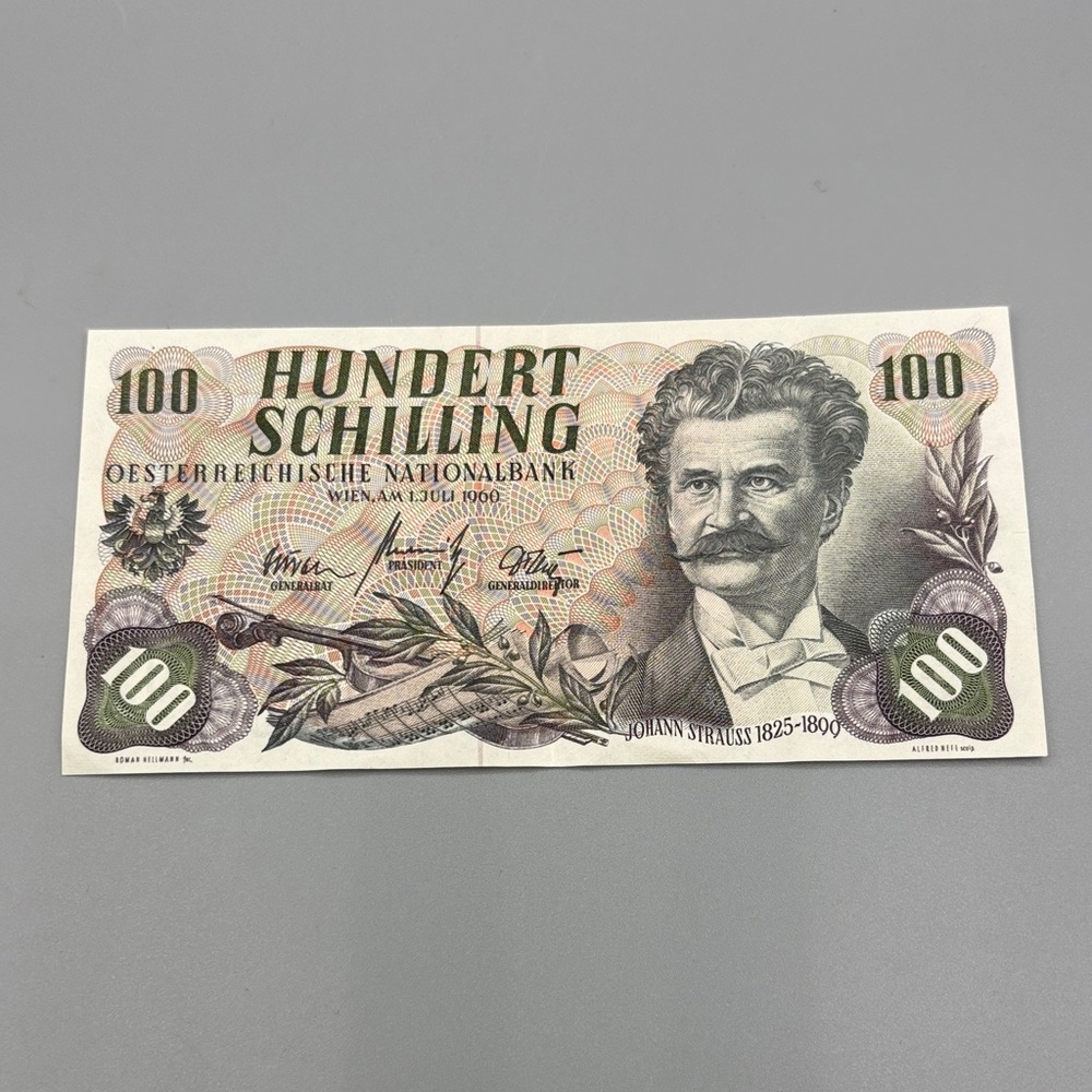 Austrian 100 Schilling Bank Note Issued July 1, 1960